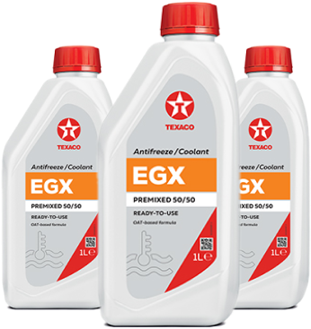 EGX antifreeze/coolant bottles.
