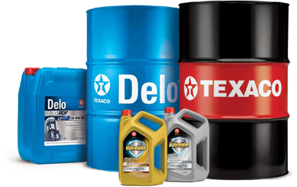 texaco product range barrels and bottles.